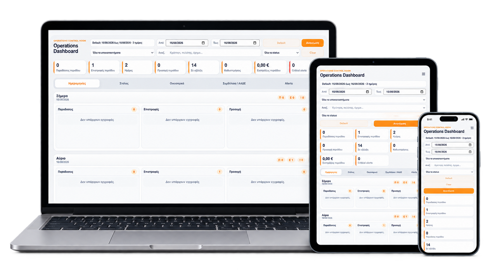 Operations Dashboard — Mobile + Tablet